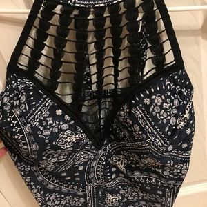 Womans plus size print mix macrame one piece